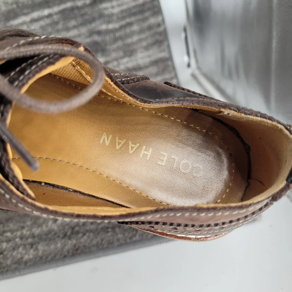 Cole Haan Grand oS Mens Brown Leather Wingtip Oxford Dress Shoes‎ Size 9